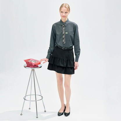 長袖チェックシャツ